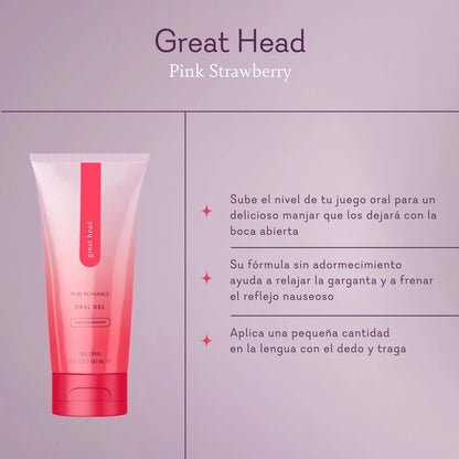 Great Head - Pink Strawberry (Gel relajante oral)