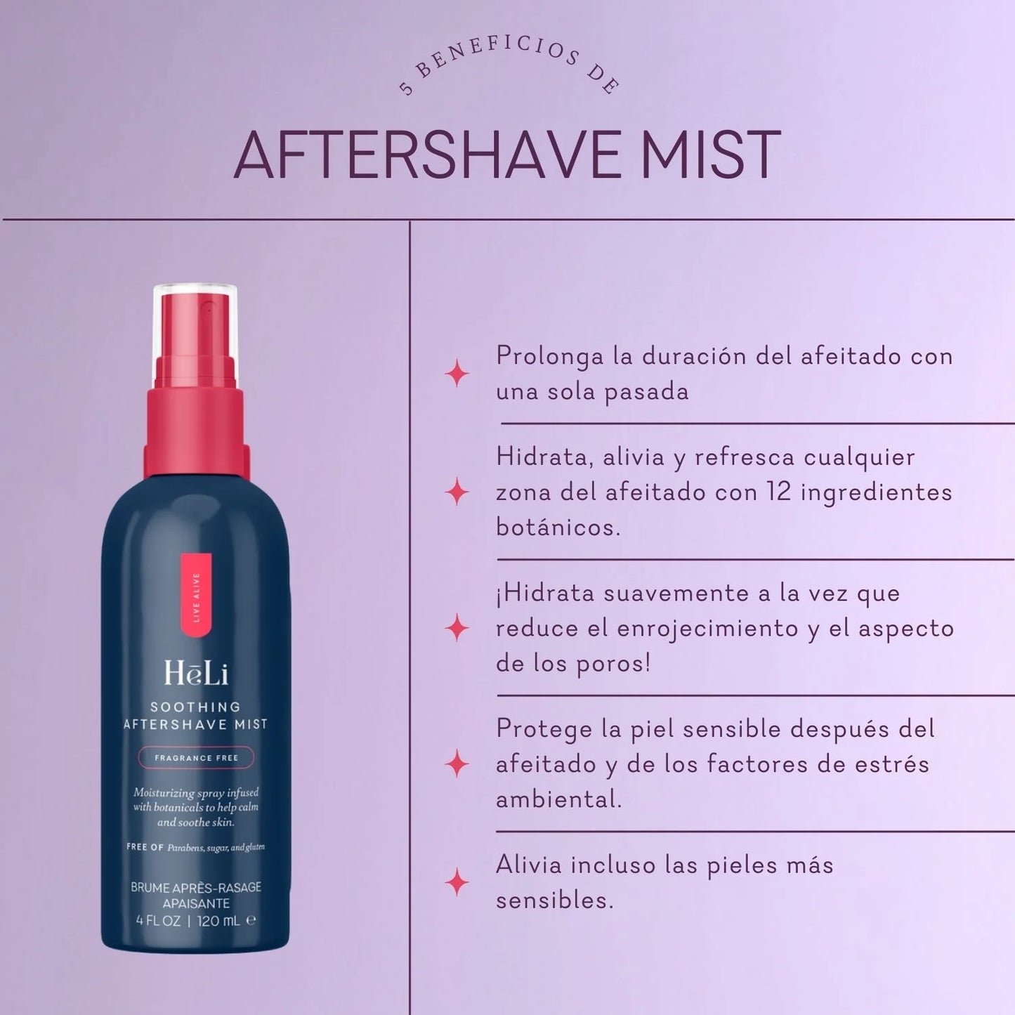 HēLi Fragrance Free - Soothing Aftershave Mist (Spray refrescante para después del afeitado)